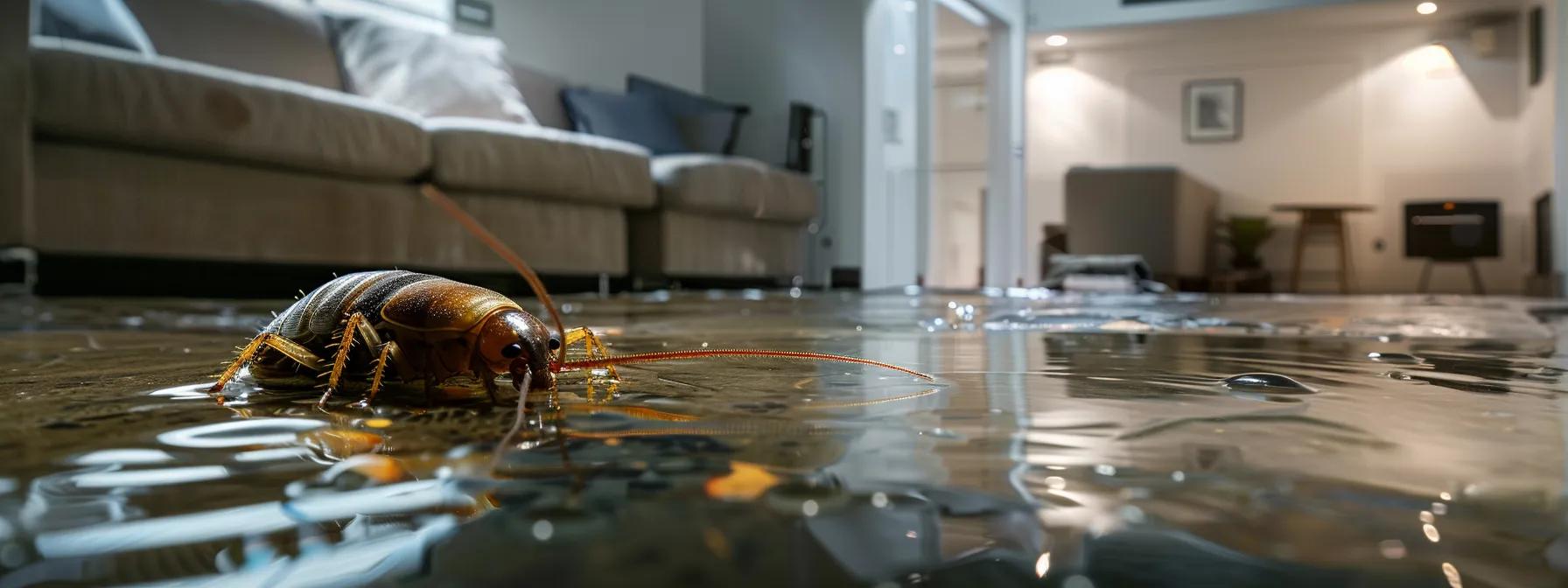 a modern basement equipped with advanced waterproofing technology, showcasing a clean, sealed environment that contrasts with vivid illustrations of common pests like rodents and cockroaches, emphasizing the importance of pest prevention in home maintenance.